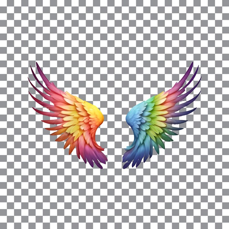 PSD png alas largas coloridas con fondos transparentes para proyectos creativos