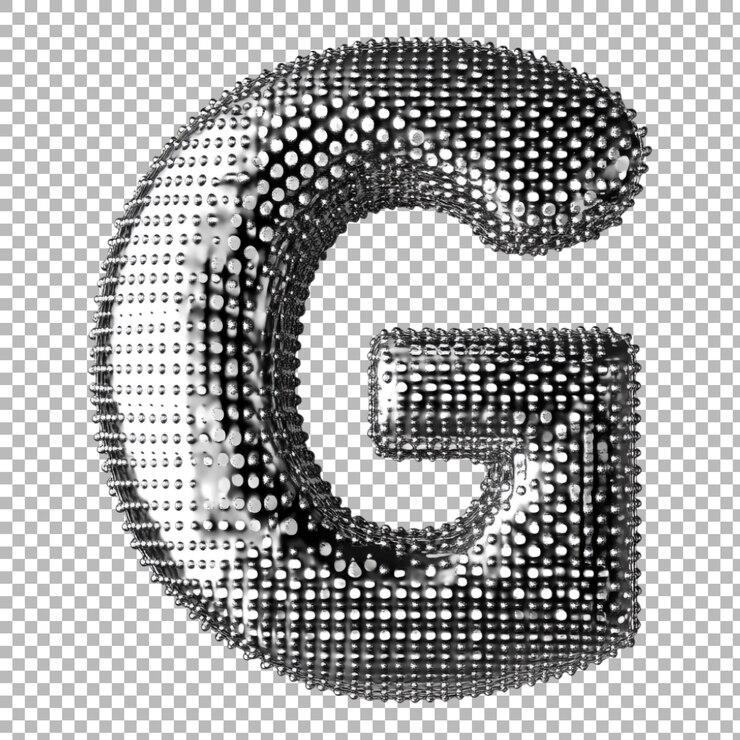 PSD png alfabeto g en estilo punteado monocromático aislado contra un fondo transparente para diseños modernos marca minimalista o aplicaciones de tipografía chic
