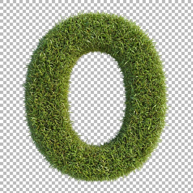 Png Alfabeto O en estilo de hierba aislado contra un fondo transparente para la naturaleza diseña marcas frescas o aplicaciones de tipografía ecológicas