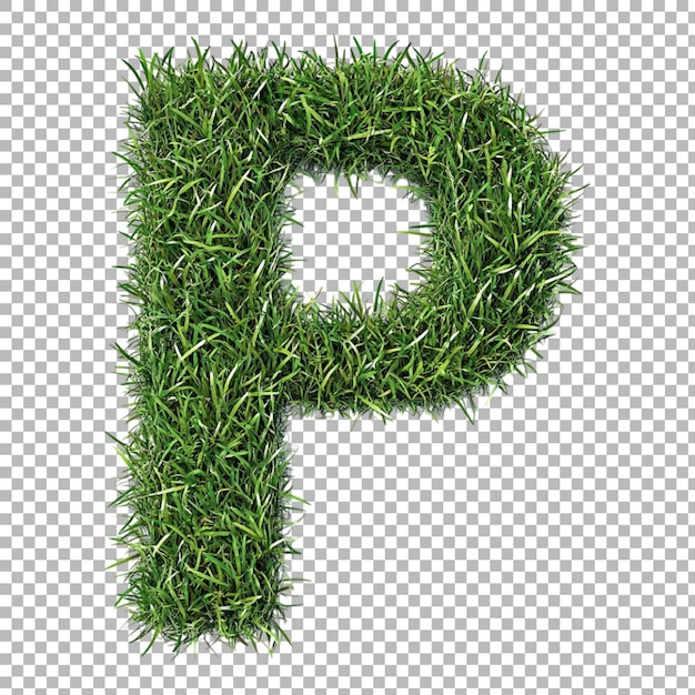 Png Alfabeto P en estilo de hierba aislado contra un fondo transparente para la naturaleza diseña marcas frescas o aplicaciones de tipografía ecológicas