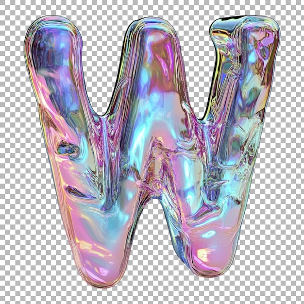 Png Alfabeto W en estilo de sueño irisado aislado contra un fondo transparente para diseños de ensueño marcas elegantes o aplicaciones de tipografía mágica