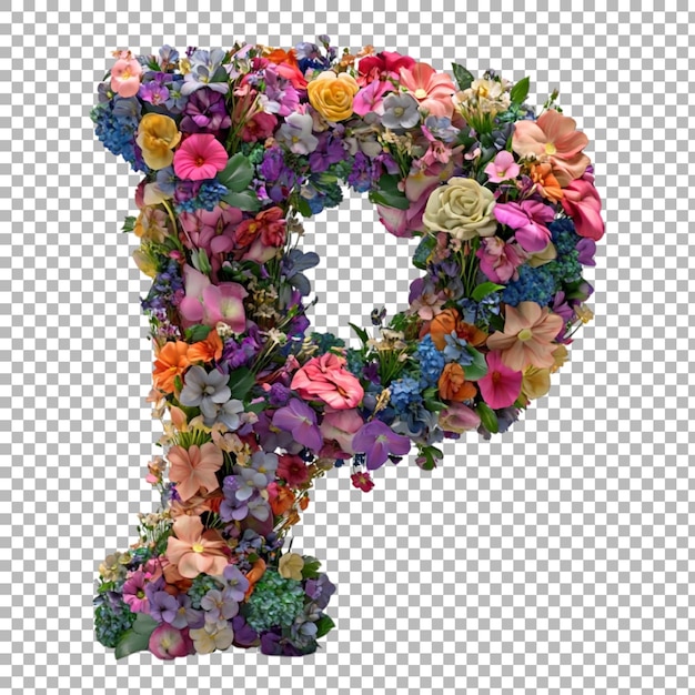 Png Alphabet P dans un style floral isolé sur un fond transparent pour des conceptions inspirées de la nature Marquage élégant ou applications de typographie saisonnière