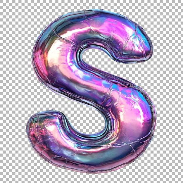 Png Alphabet S im Iridescent Dream-Stil isoliert gegen einen transparenten Hintergrund für träumige Designs Elegante Branding- oder magische Typografie-Anwendungen