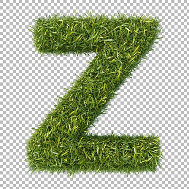 Png Alphabet Z in Grasstil isoliert gegen einen durchsichtigen Hintergrund für Naturentwürfe Frische Branding- oder umweltfreundliche Typografie-Anwendungen
