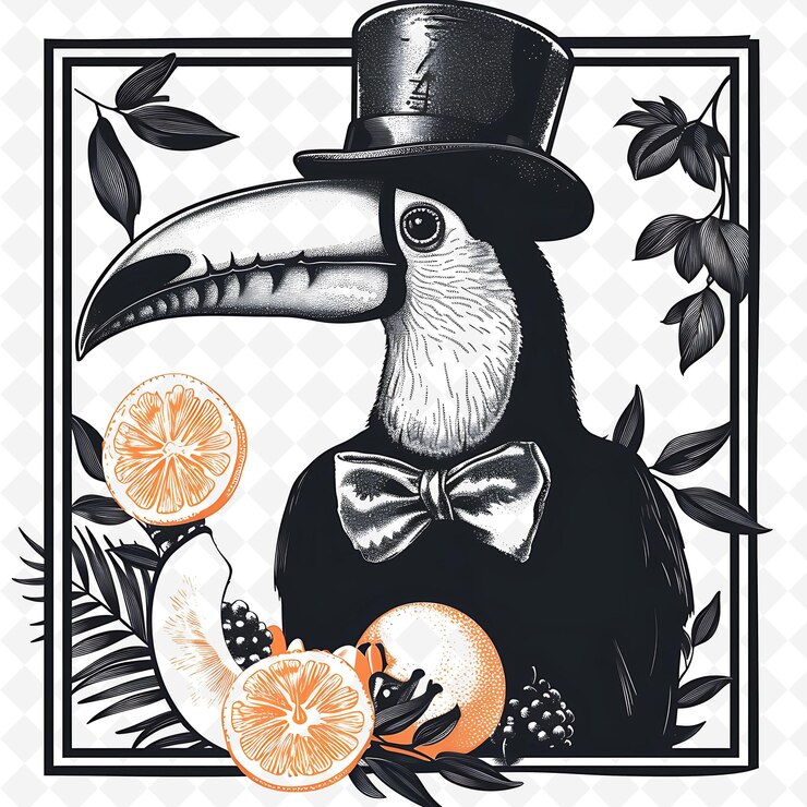 PSD png animal line art and frame stamps colage stamp esbozo natural para la ilustración de personajes