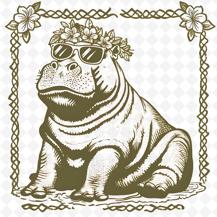 PSD png animal line art and frame stamps colage stamp esbozo natural para la ilustración de personajes