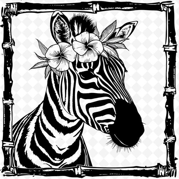 PSD png animal line art and frame stamps colage stamp esbozo natural para la ilustración de personajes