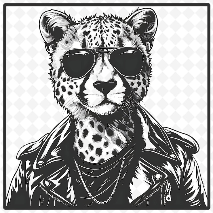 PSD png animal line art and frame stamps colage stamp esbozo natural para la ilustración de personajes