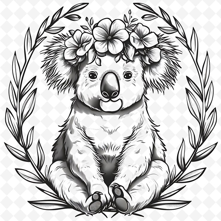 PSD png animal line art and frame stamps colage stamp esbozo natural para la ilustración de personajes