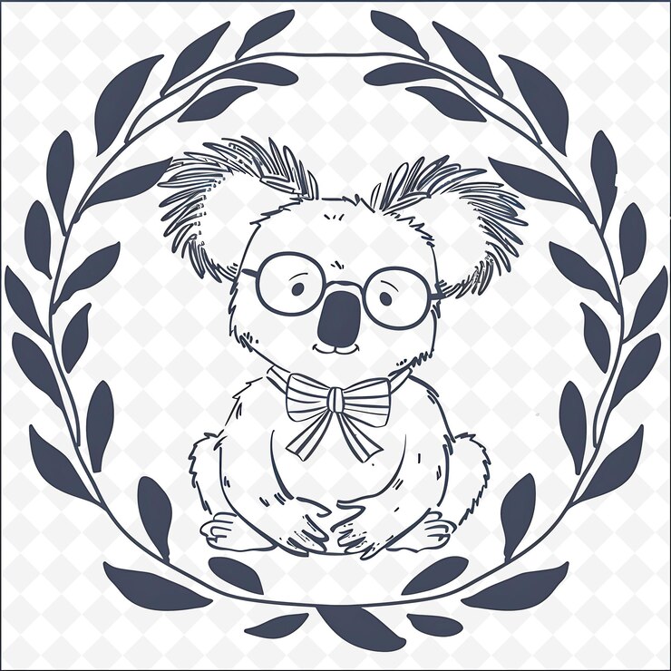 PSD png animal line art and frame stamps collage stamp sketch naturale per l'illustrazione dei personaggi