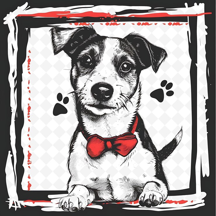 PSD png animal line art and frame stamps collage stamp sketch naturel pour l'illustration des personnages