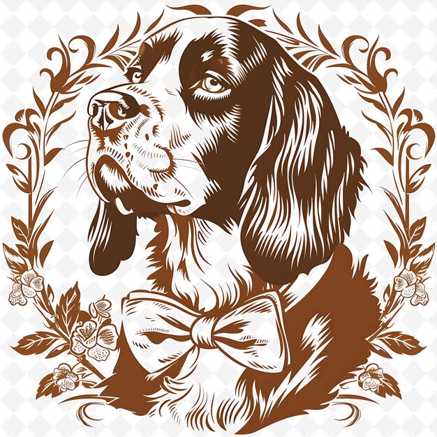 PSD png animal line art and frame stamps collage stamp sketch naturel pour l'illustration des personnages