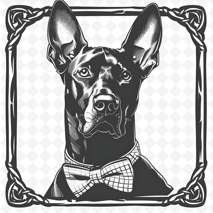 PSD png animal line art and frame stamps collage stamp sketch naturel pour l'illustration des personnages