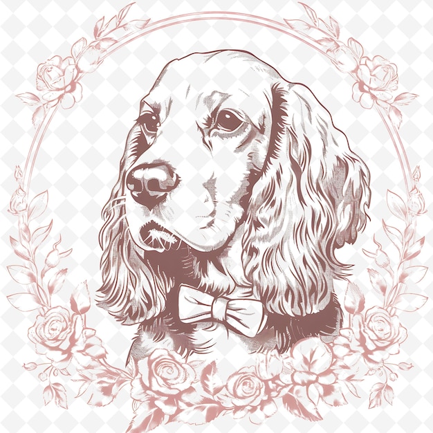 PSD png animal line art and frame stamps collage stamp sketch naturel pour l'illustration des personnages