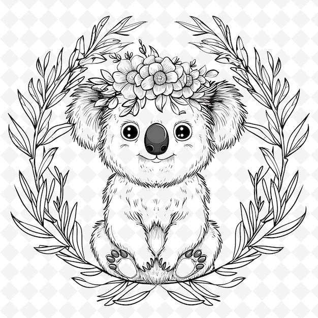 PNG Animal Line Art and Frame Stamps Collage Stamp Sketch naturel pour l'illustration des personnages
