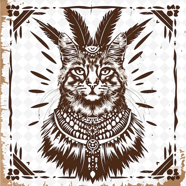 PSD png animal line art and frame stamps collage stamp sketch naturel pour l'illustration des personnages