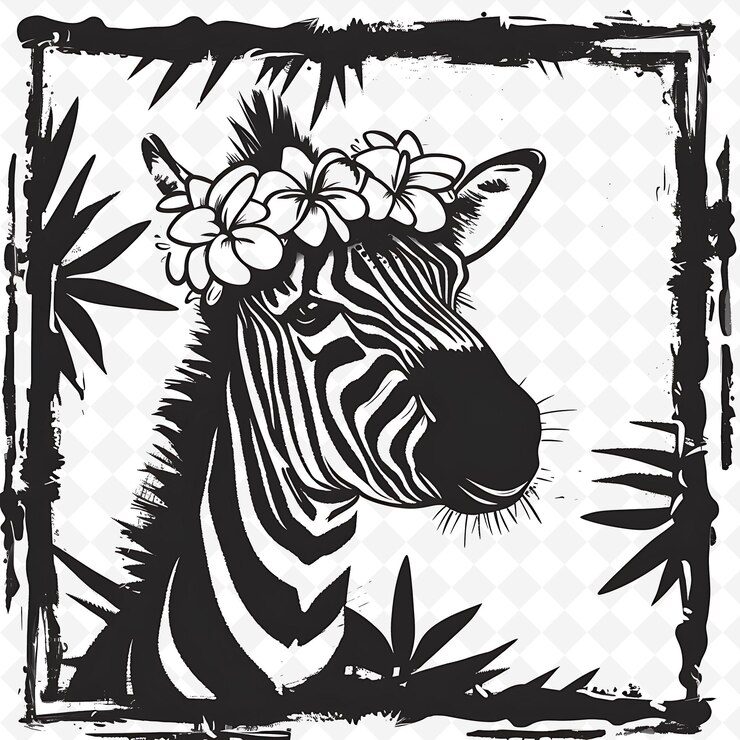 PSD png animal line art und rahmen briefmarken collage briefmarke natürliche skizze zur charakterillustration