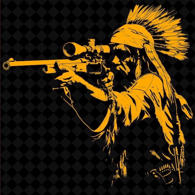 Png apache scout com um rifle henry focado e pronto para apontar forma de personagem de guerreiro medieval