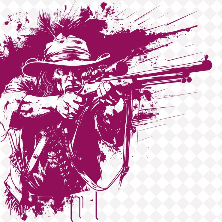 PSD png apache scout con un rifle henry enfocado y listo para apuntar forma de personaje de guerrero medieval