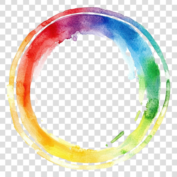 PSD png aquarela arco-íris círculo arte cores de fundo