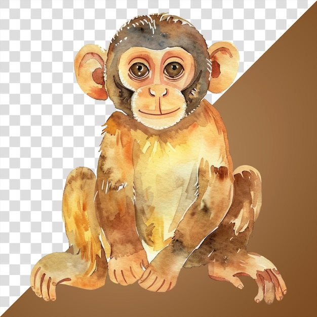 PNG Aquarell-Baby-Affen-Illustration