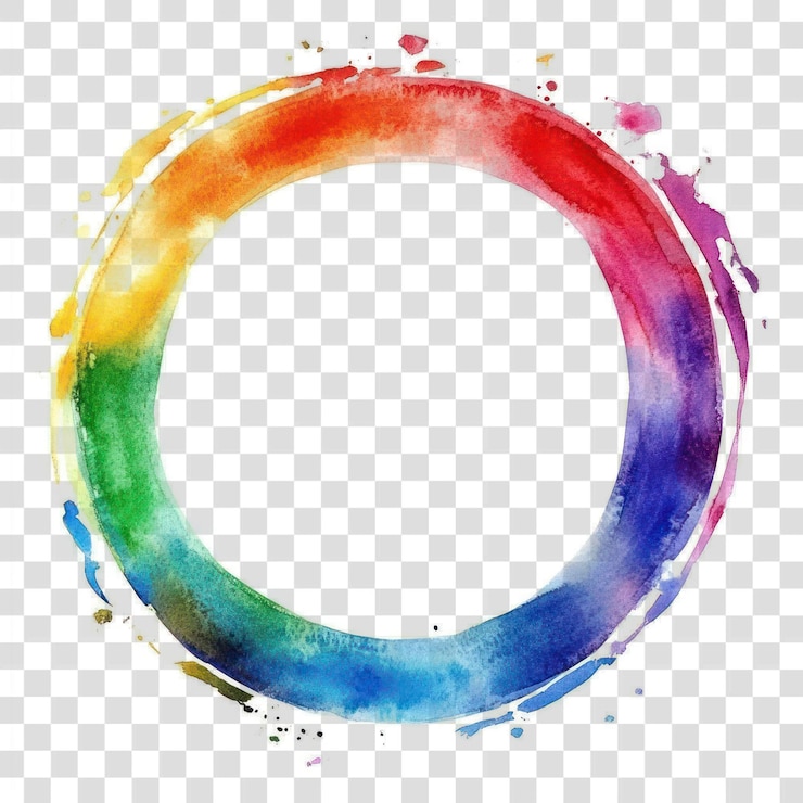 PSD png aquarelle cercle arc-en-ciel illustration de peinture artistique