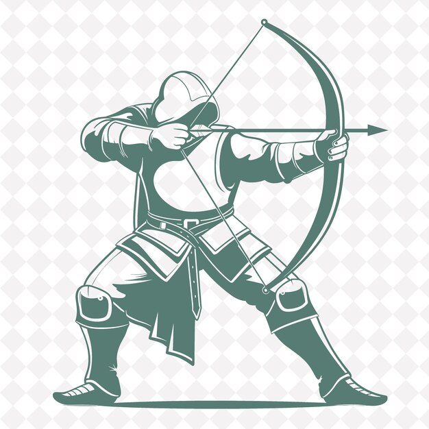PSD png arbaletero medieval con una ballesta enfocado y listo tomando la forma de personaje de guerrero medieval