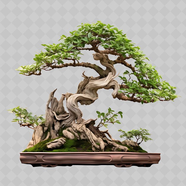 PSD png árbol de olivo bonsai olla de terracota hojas alargadas mediterráneo transparente decoración de árboles diversos