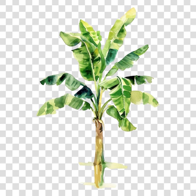 PNG Un árbol de plátano aislado ilustración acuarela naturaleza