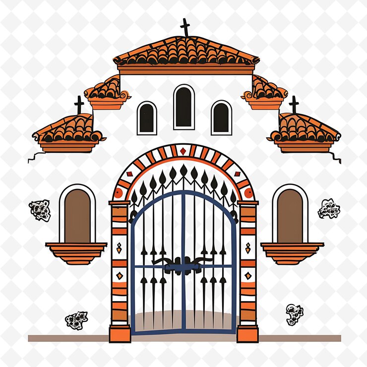 PSD png archway gate con decoraciones de bodas de la misión española los diseños de arte abstracto creativos de ga