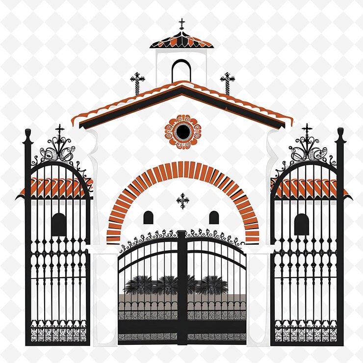 PSD png archway gate con decoraciones de bodas de la misión española los diseños de arte abstracto creativos de ga