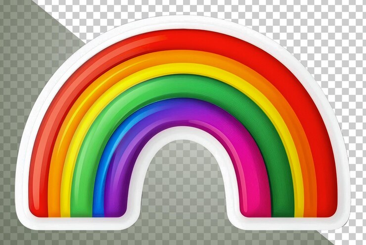 PSD png arco iris colorido en un diseño brillante y lúdico
