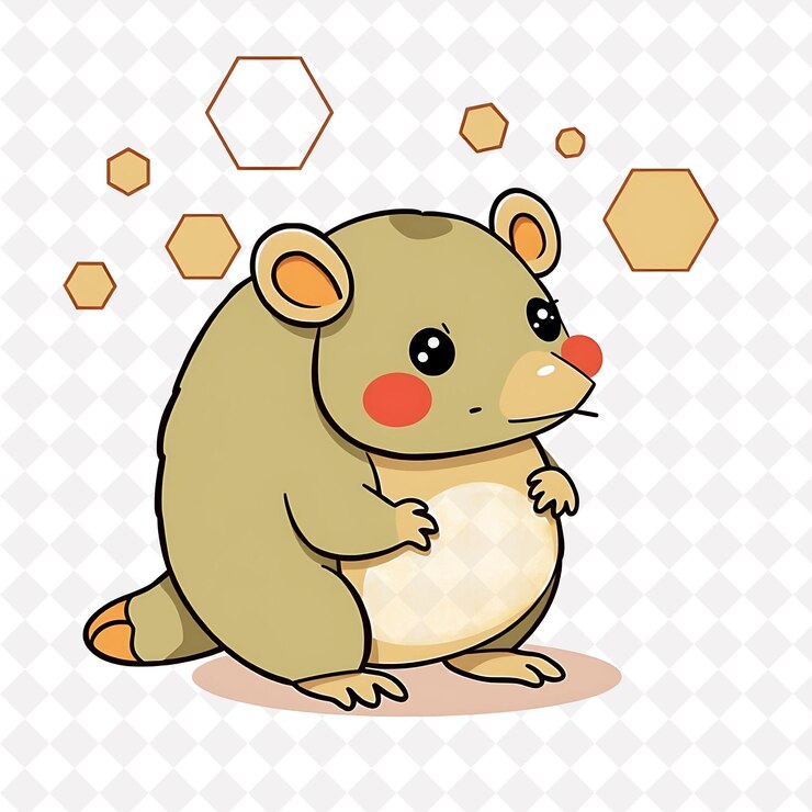 PSD png armadillo presuntuoso con formas hexagonales colocadas al azar verde terráqueo y diseño animal lindo br