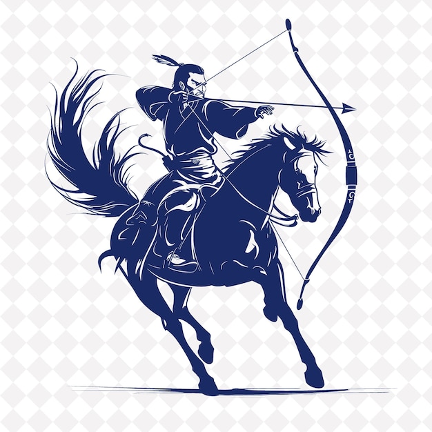 PSD png arquer mongol con un arco compuesto enfocado y listo taki guerrero medieval forma de personaje