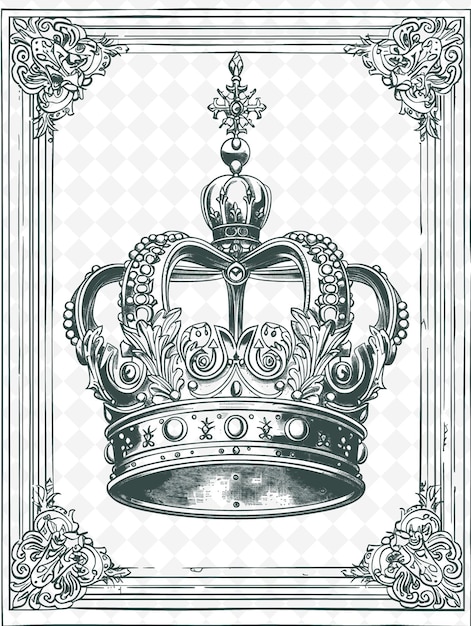 PSD png art du cadre de la couronne du roi avec des décorations de sceptre et d'orbe borde illustration art du cadre décoratif