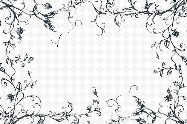 PSD png art nouveau art du cadre avec des lignes fluides et des motifs floraux b illustration art du cadre décoratif