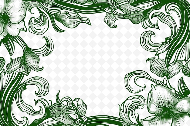 PSD png art nouveau art du cadre avec des lignes fluides et des motifs floraux b illustration art du cadre décoratif