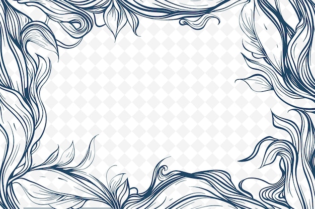 PSD png art nouveau frame arte com linhas fluidas e motivos florais b ilustração frame arte decorativa