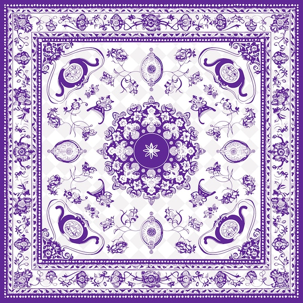 PSD png art populaire iranien avec des grenades et des motifs de tapis persans collection d'art de contour traditionnel