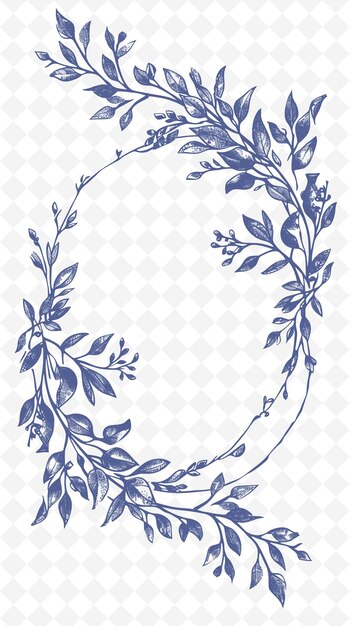 PSD png arte de moldura botânica com decorações de coroa floral fr de borda ilustração arte de estrutura decorativa