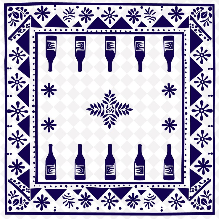 PSD png arte folclórica chilena com huasos e lapis lazuli para decoração frame decorativo único tradicional