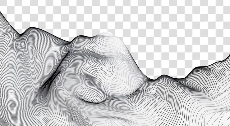 PSD png arte de líneas negras 2d patrón líneas ondas ilustradas