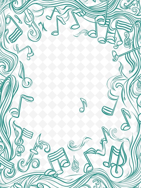 Png arte de marco musical con notas musicales e instrumentos decoración ilustración arte de marco decorativo