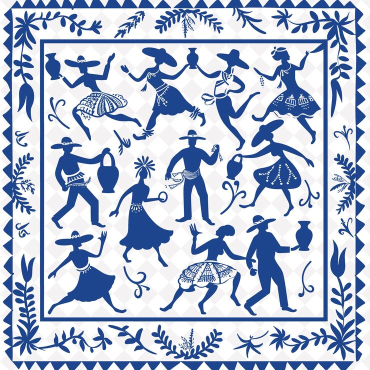 PSD png arte popolare argentina con gauchos e mate gourds per decorati tradizionale cornice unica decorativa