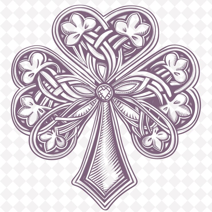 PSD png arte popolare di smeraldo con shamrocks e nodi celtici per la decorazione illustrazione contorno cornice decorazione