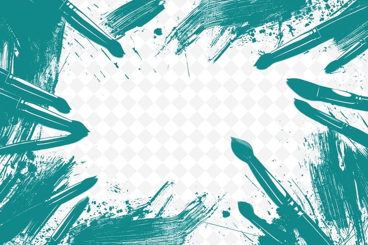 PSD png artistic frame art con pennelli e palette di colori decor illustration frame art decorative