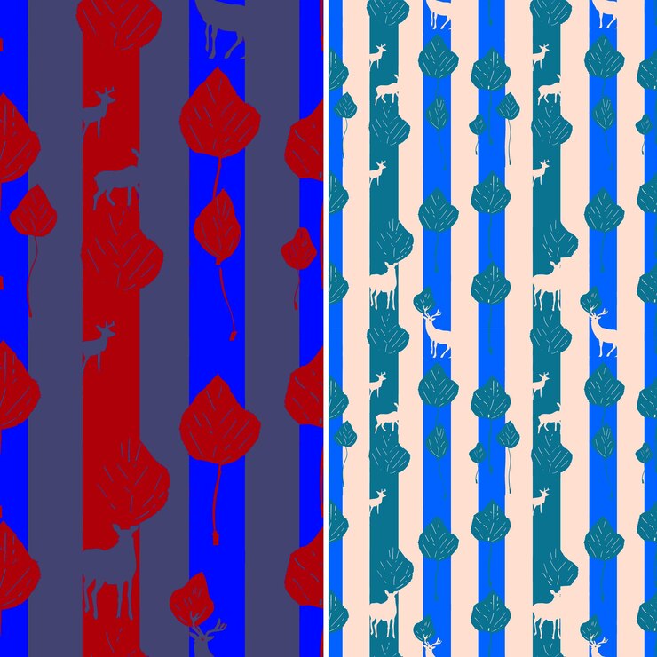 PSD png aspen leaves con silueta de ciervo y diseño minimalista arra patrón de la naturaleza contorno diseño artístico