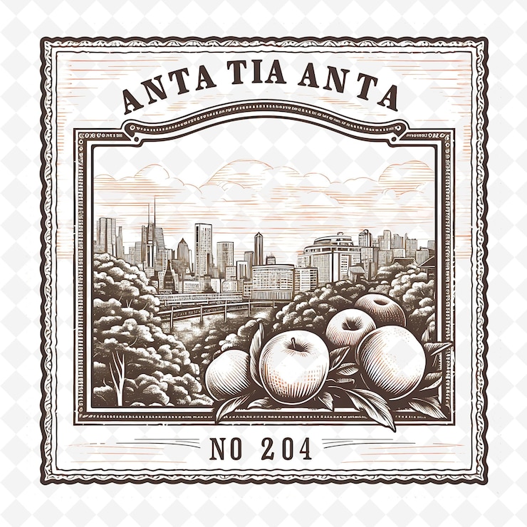 PSD png atlanta con monochrome peach color city skyline y peach d paisajes de acuarela dibujados a mano