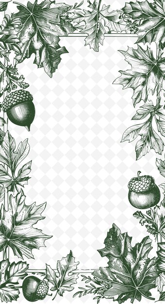Png Autumn Postcard Design With Rustic Frame Style Design Decora Outline Arts Scribble Decorative (Desenho de cartões postais de outono com moldura rústica)
