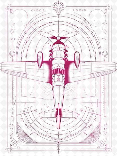 Png-Aviation-Postkarten-Design mit modernem Rahmen-Stil Design Deco Konturkunst Schreibkunst Dekorativ